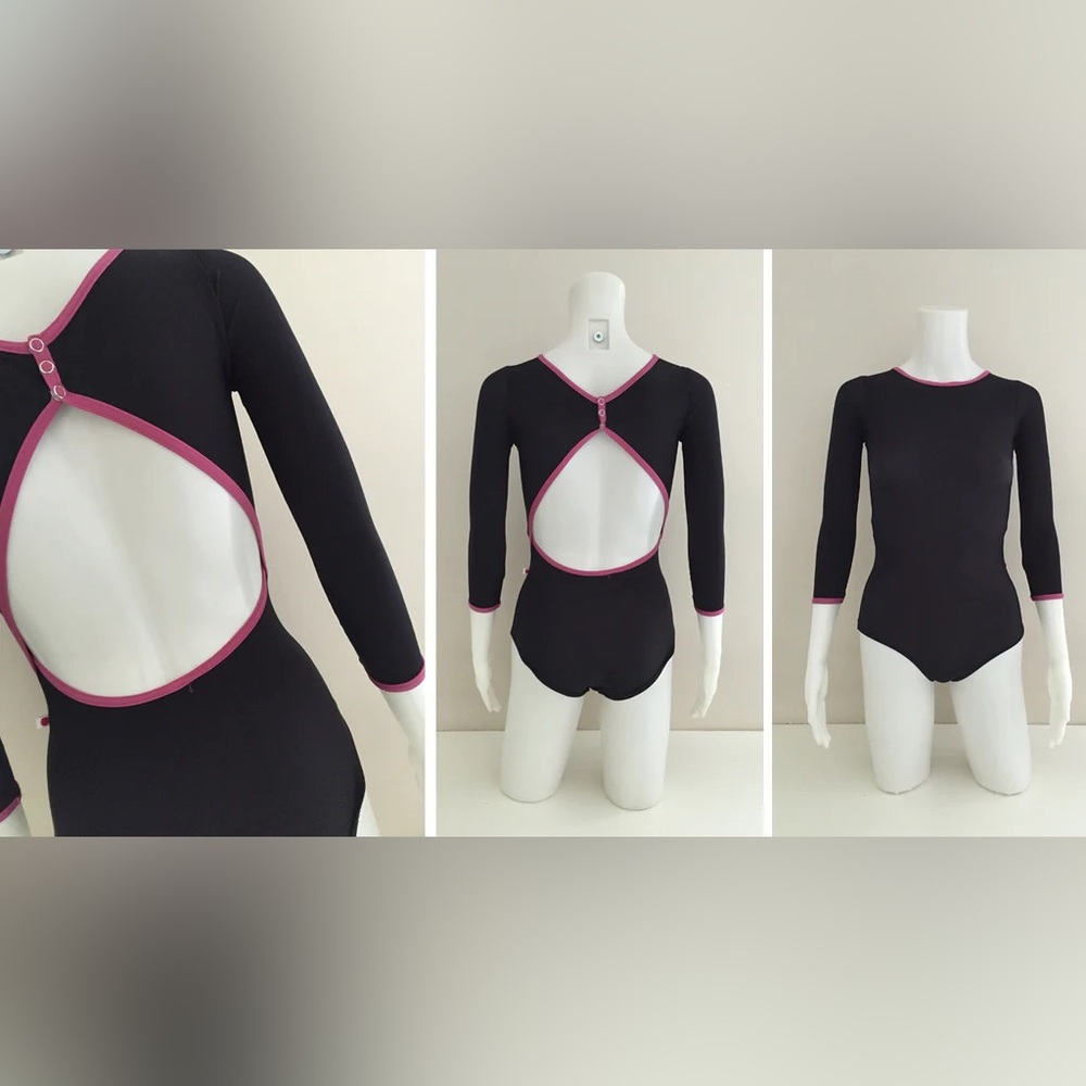 Custom White Yumiko Leotard — Small Nylon Larissa w/  3/4 Sleeve